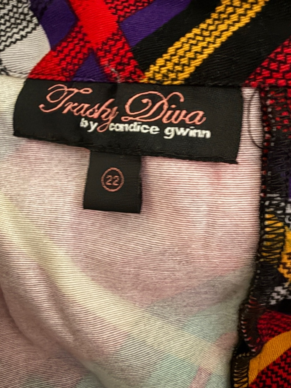 Trashy Diva Red Plaid A-Line Skirt with Green and Black Accents - Picture 3 of 3